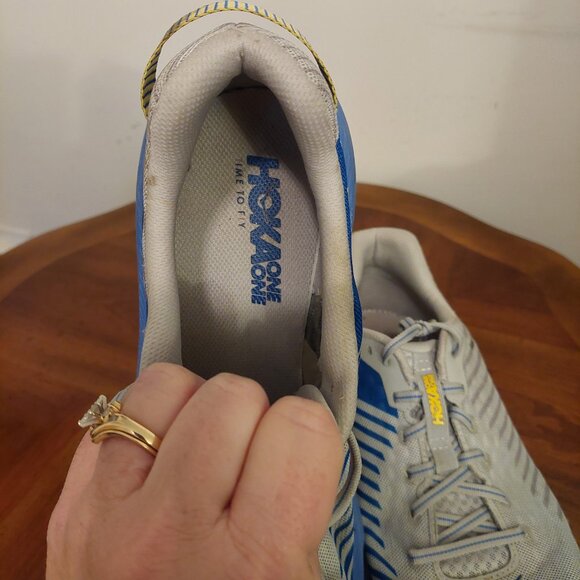 Men\'s Hoka One One Rincon Size 12 Oyster Mushroom/ Nebulas Blue Running Shoes
